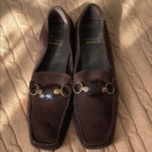 Stuart Weitzman Dark Brown Suede Loafers